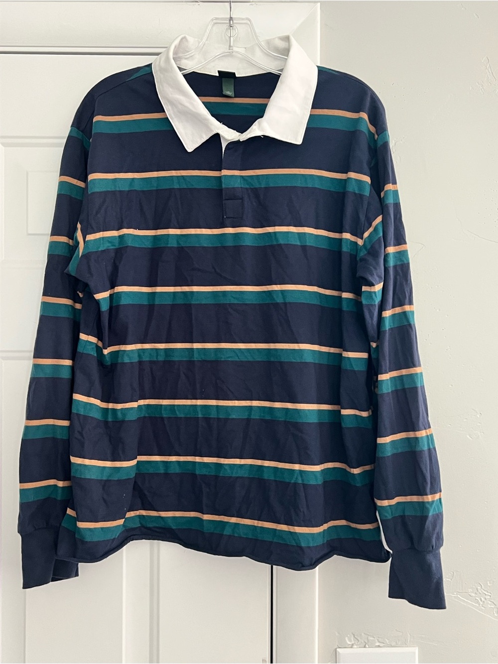 wild fable Navy Rugby Polo with Teal and Tan Stripes